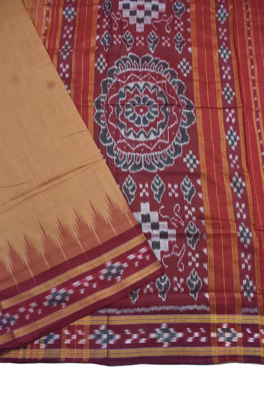 Brown Colour Sambalpuri Cotton Saree - Image 3