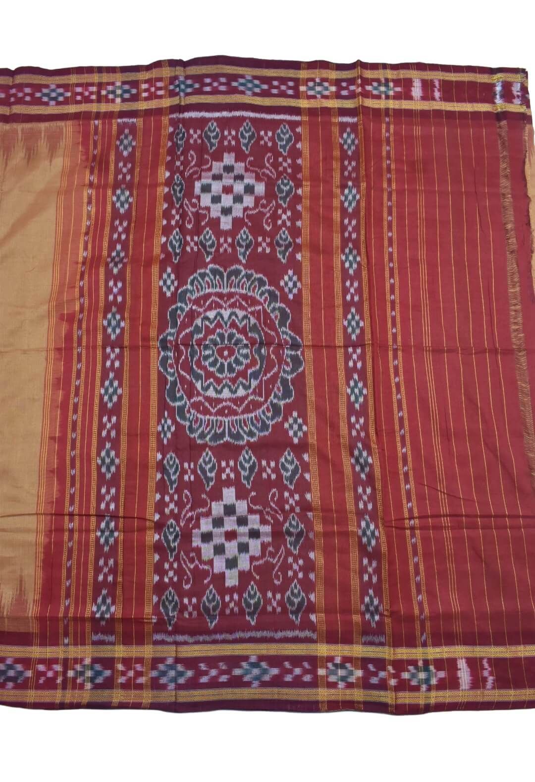 Brown Colour Sambalpuri Cotton Saree - Image 2