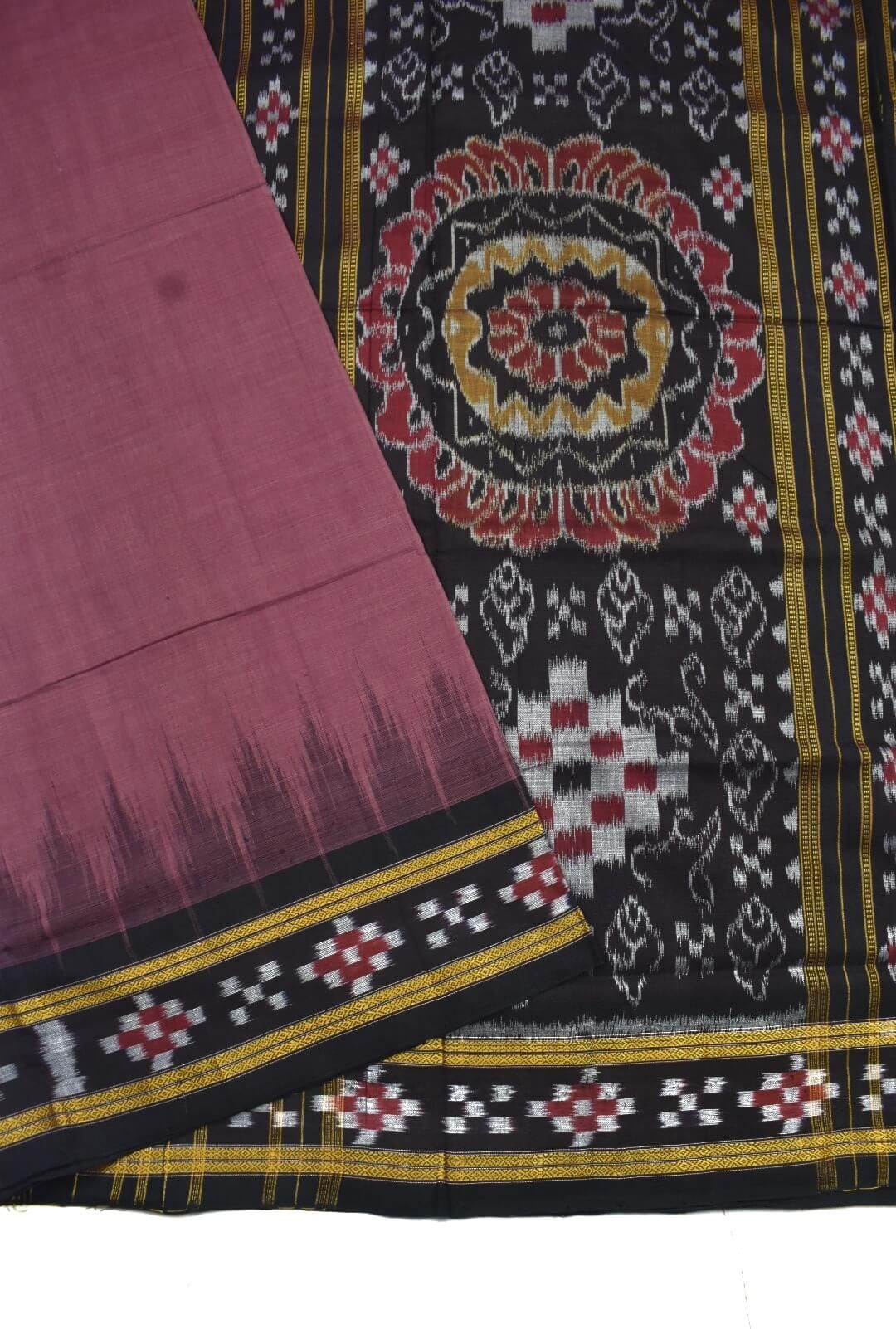 Carrot Colour Sambalpuri Cotton Saree - Image 3