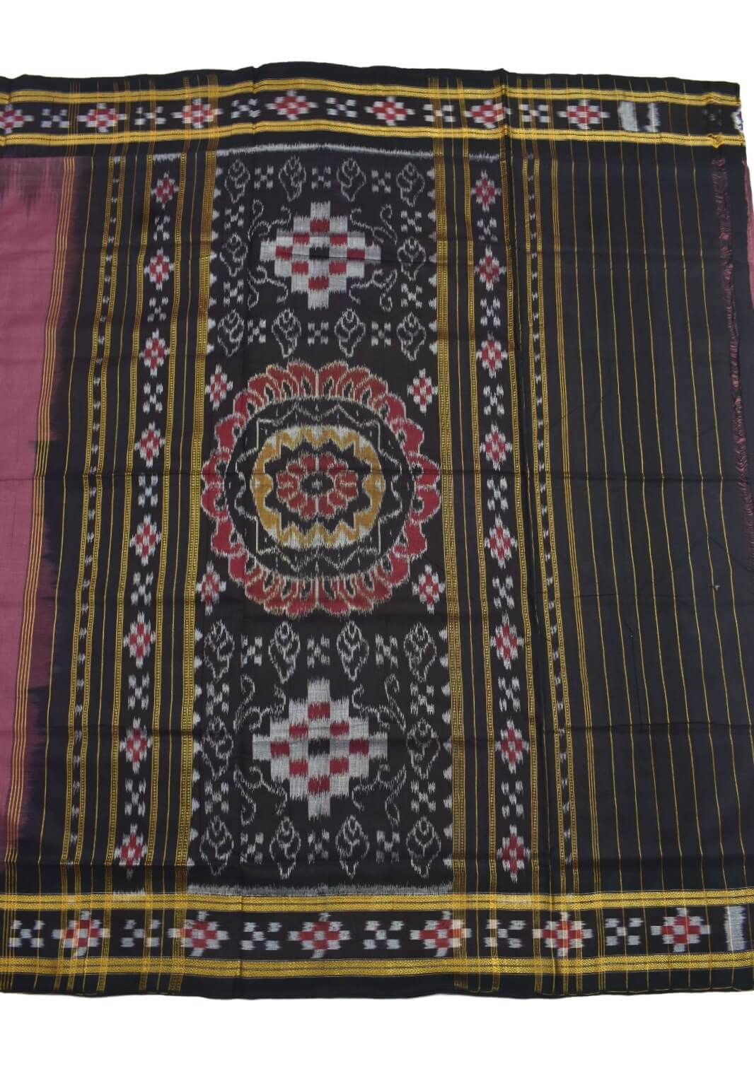 Carrot Colour Sambalpuri Cotton Saree - Image 2