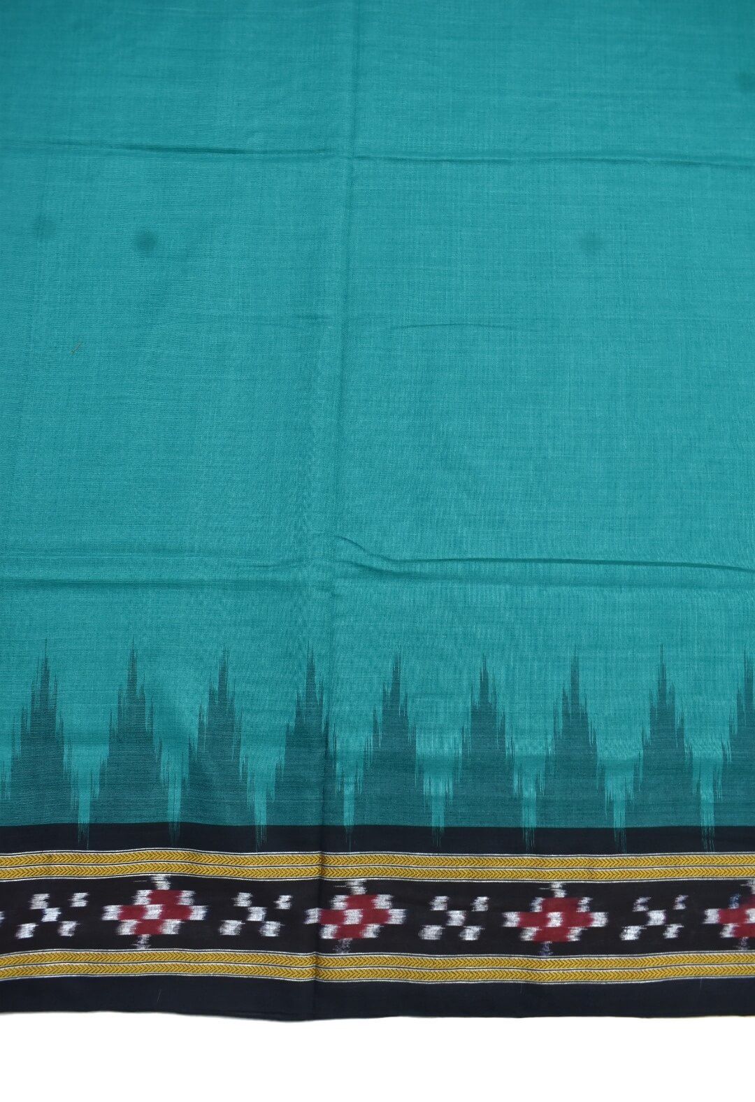 Rama Green Colour Sambalpuri Cotton Saree - Image 4