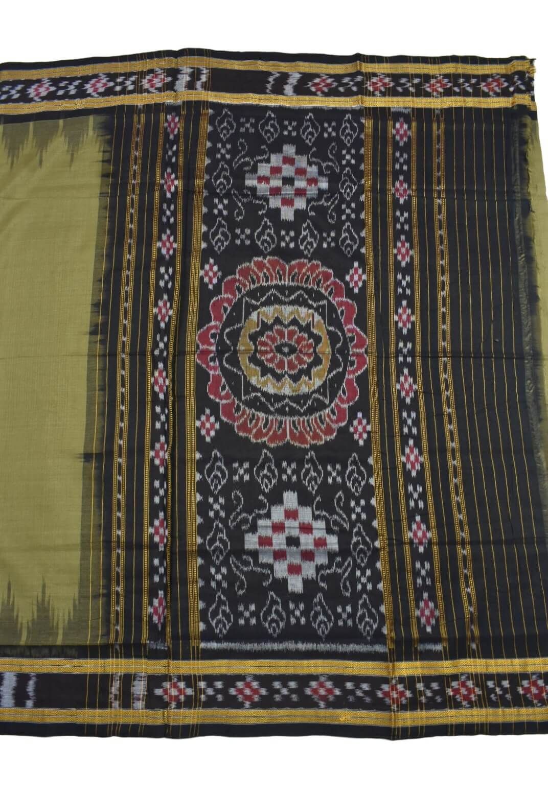 Mehendi Colour Sambalpuri Handloom Cotton Saree - Image 2