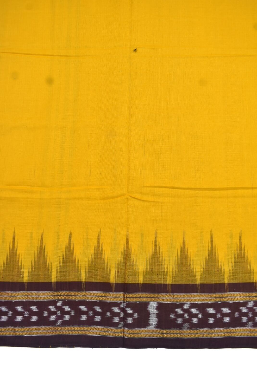Yellow Colour Sambalpuri Handloom Cotton Saree - Image 4