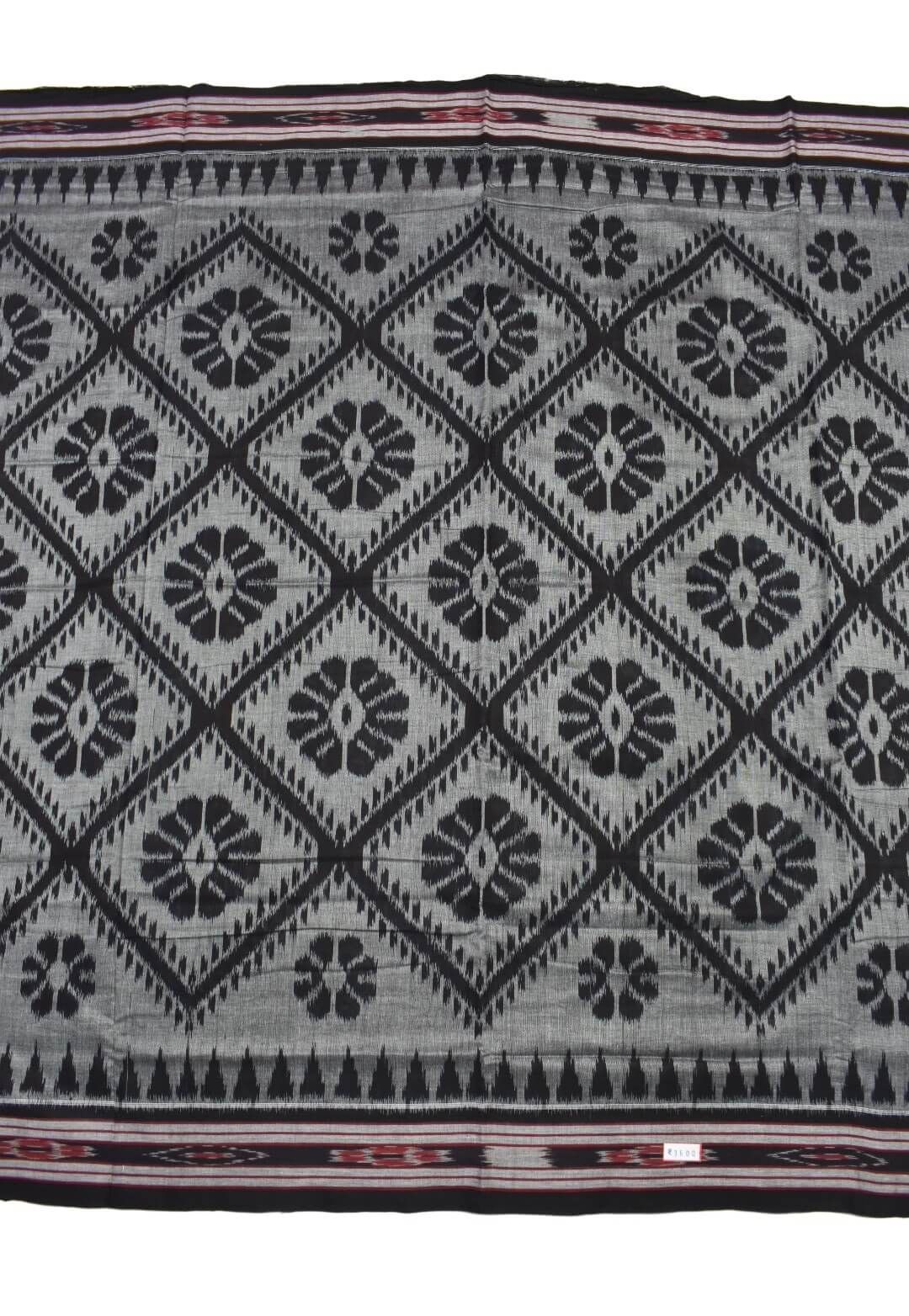 Gray Colour Sambalpuri Handloom Mania bandha Cotton Saree
