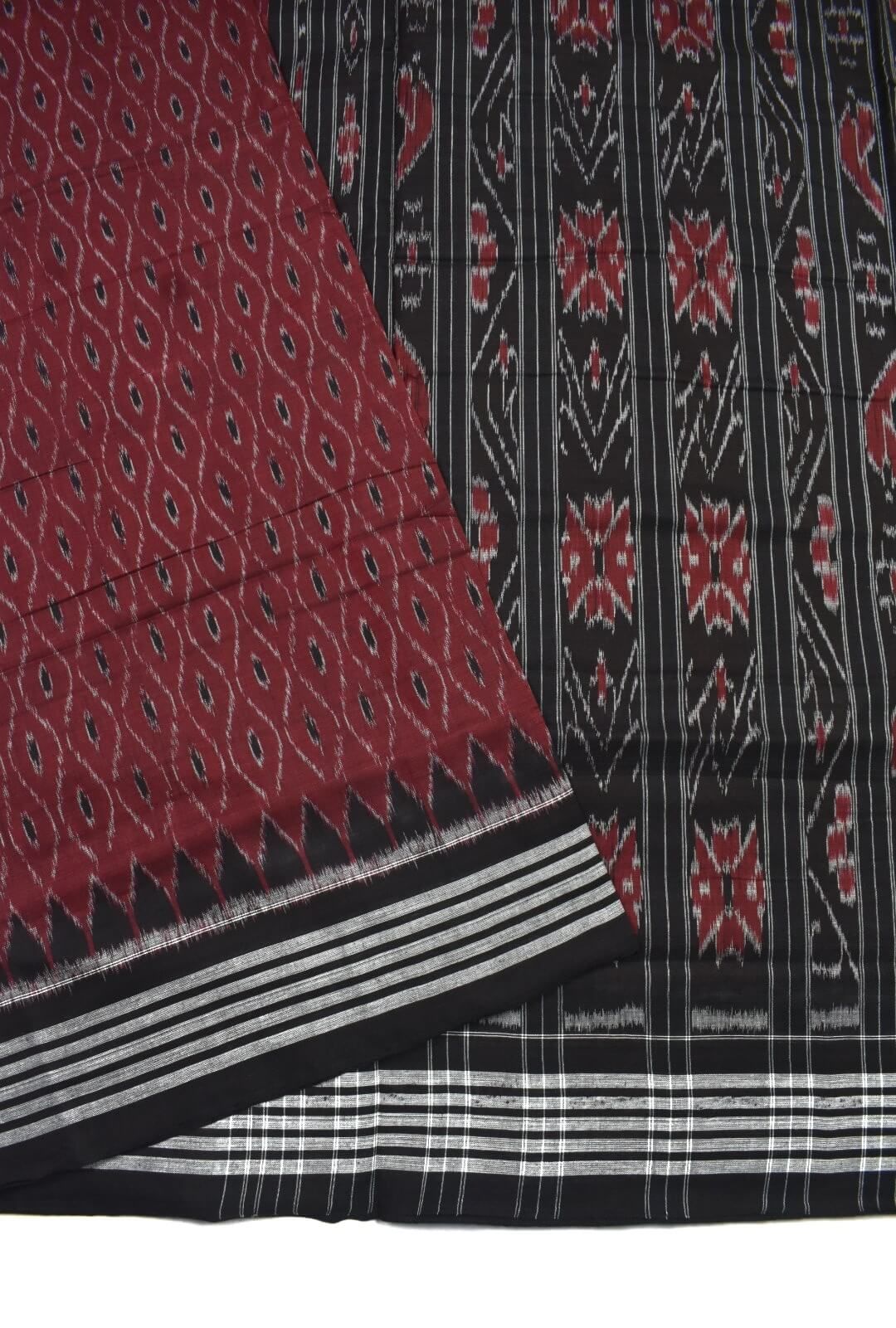 Red Colour Sambalpuri Cotton Saree - Image 3