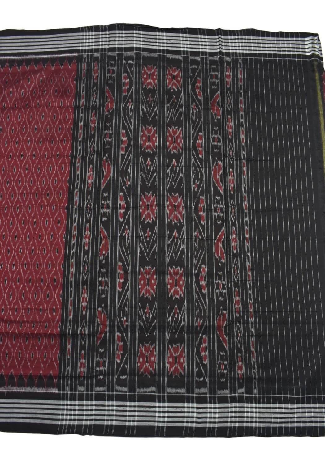 Red Colour Sambalpuri Cotton Saree - Image 2
