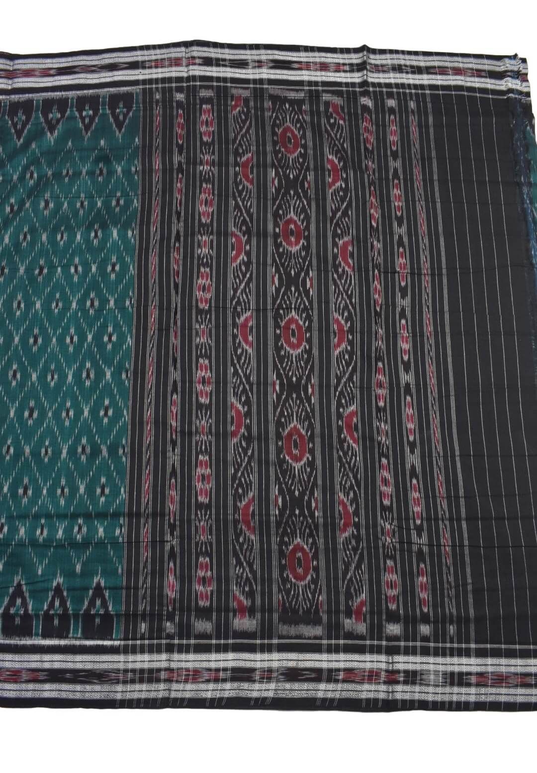 Green Colour Sambalpuri Cotton Saree - Image 2