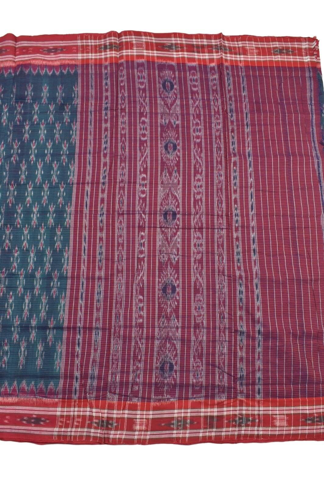 Green Colour Sambalpuri Cotton Saree - Image 2
