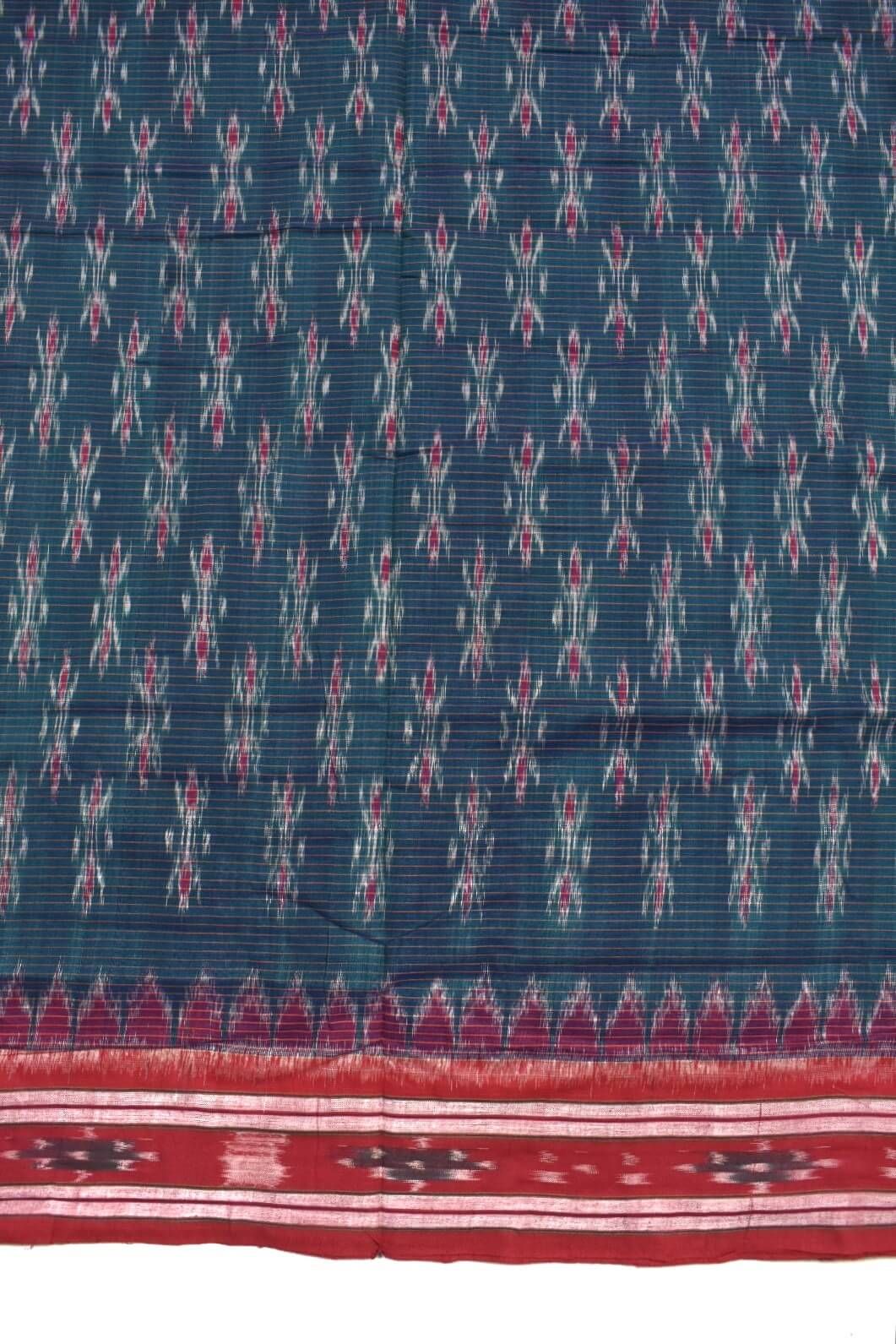 Green Colour Sambalpuri Cotton Saree - Image 4