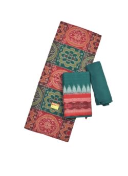 Green-Red Colour Sambalpuri Handloom Cotton Dress Material
