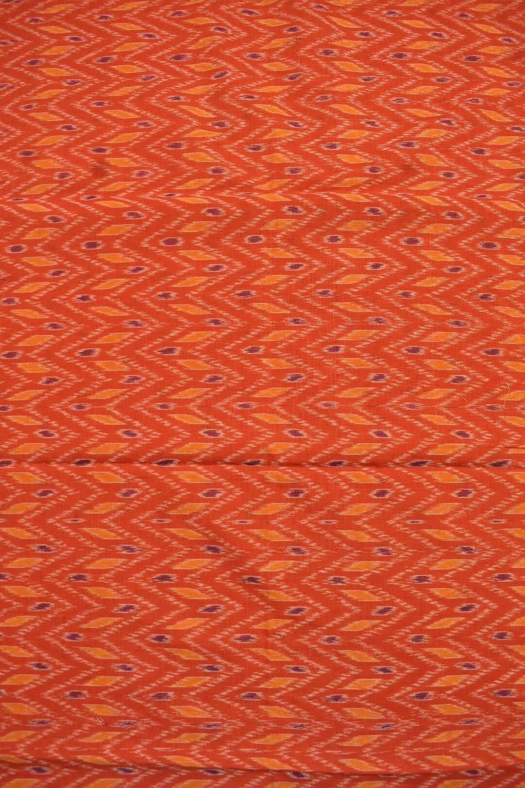 Orange Colour Sambalpuri Handloom Cotton Dress Material - Image 5