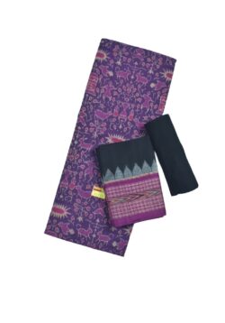 Purple Colour Sambalpuri Handloom Cotton Dress Material