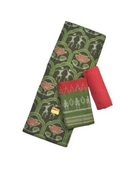 Green Colour Sambalpuri Handloom Cotton Dress Material