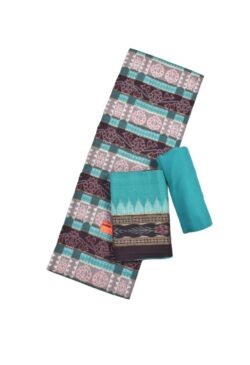 Pitch-Brown Colour Sambalpuri Handloom Cotton Dress Material