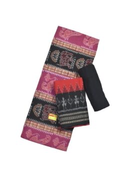 Black-Pink Colour Sambalpuri Handloom Cotton Dress Material