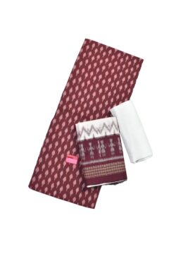 Maroon Colour Sambalpuri Handloom Cotton Dress Material