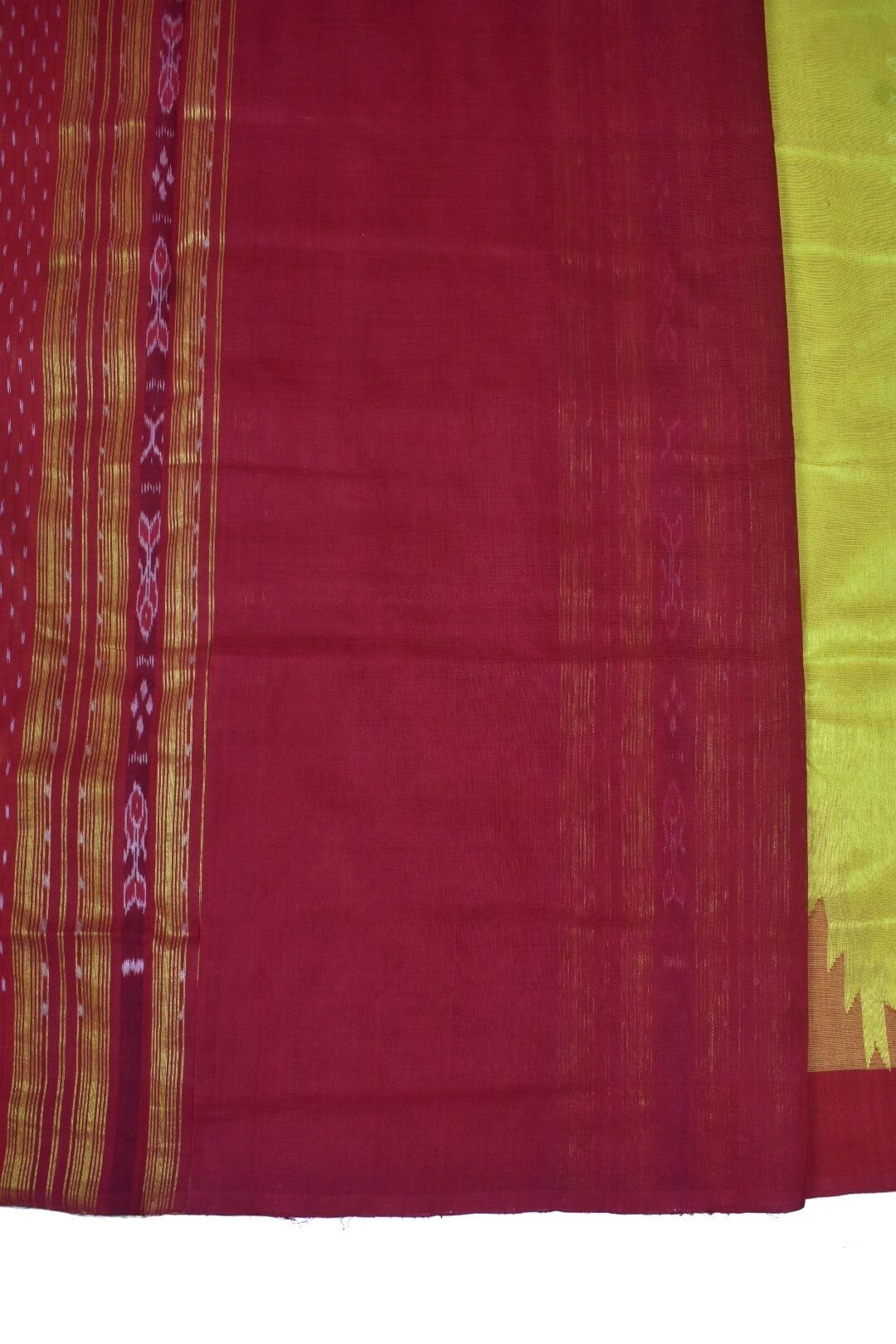 Yellow Colour Sambalpuri Handloom Tissue/Cotton Mix Saree - Image 5