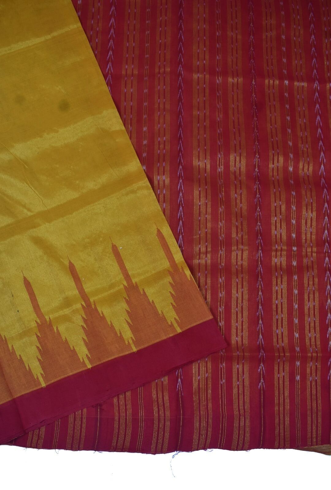 Yellow Colour Sambalpuri Handloom Tissue/Cotton Mix Saree - Image 3