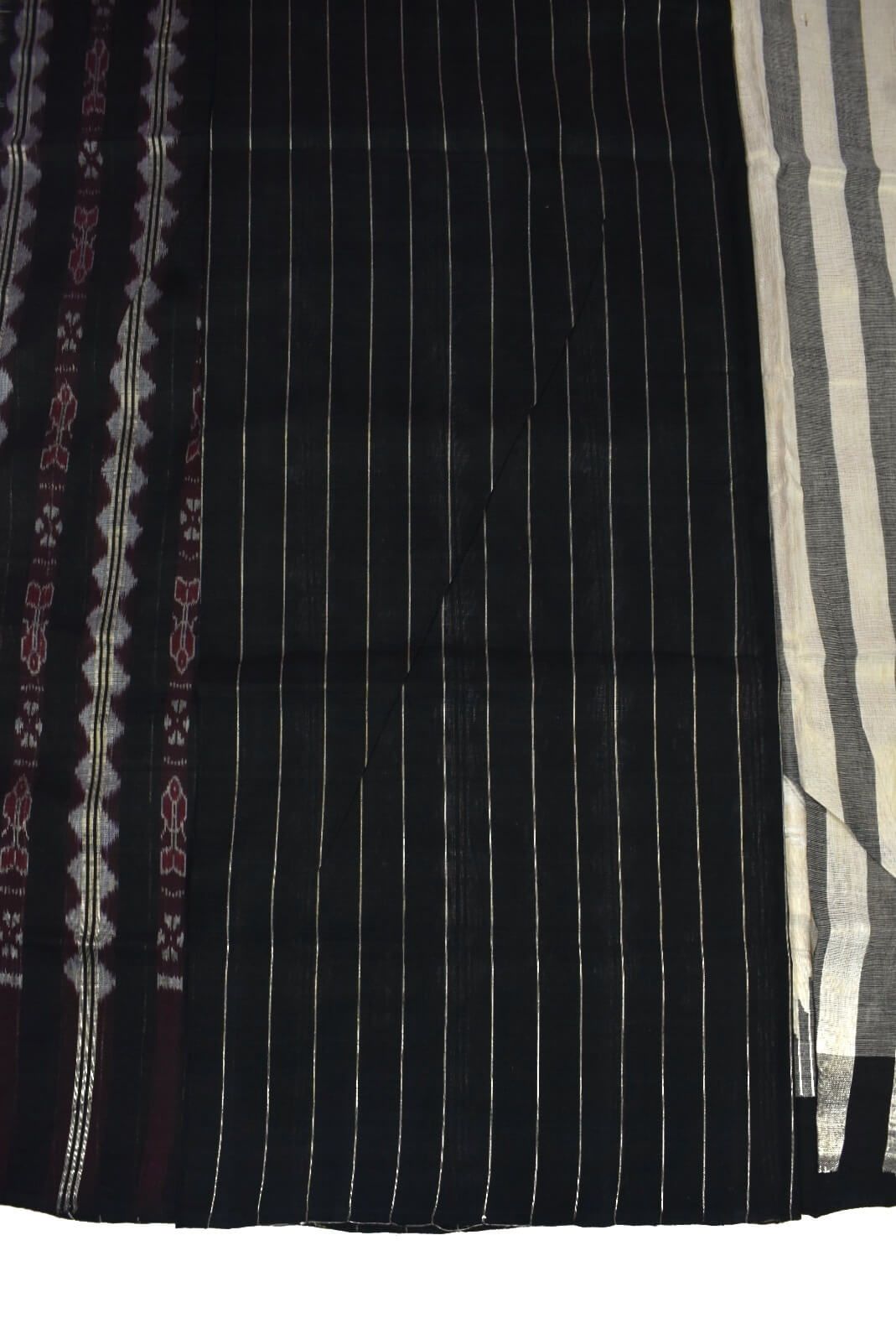 White Colour Sambalpuri Handloom Tissue/Cotton Mix Saree - Image 5