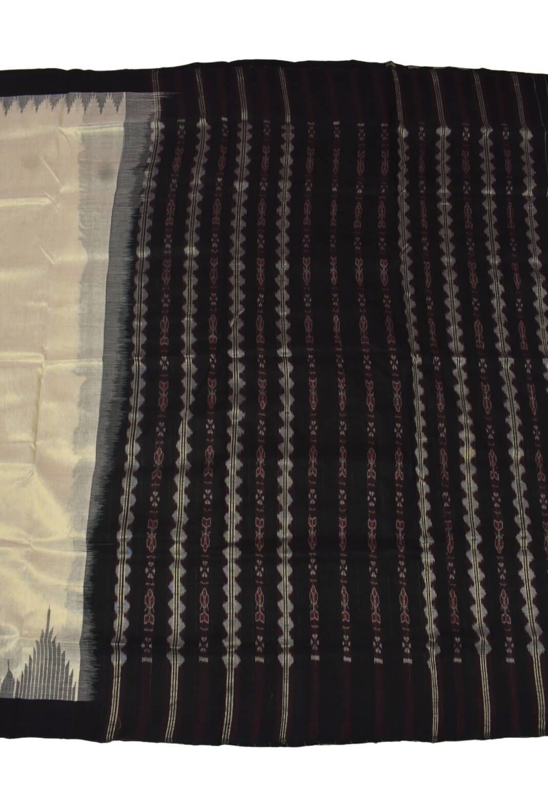 White Colour Sambalpuri Handloom Tissue/Cotton Mix Saree - Image 2