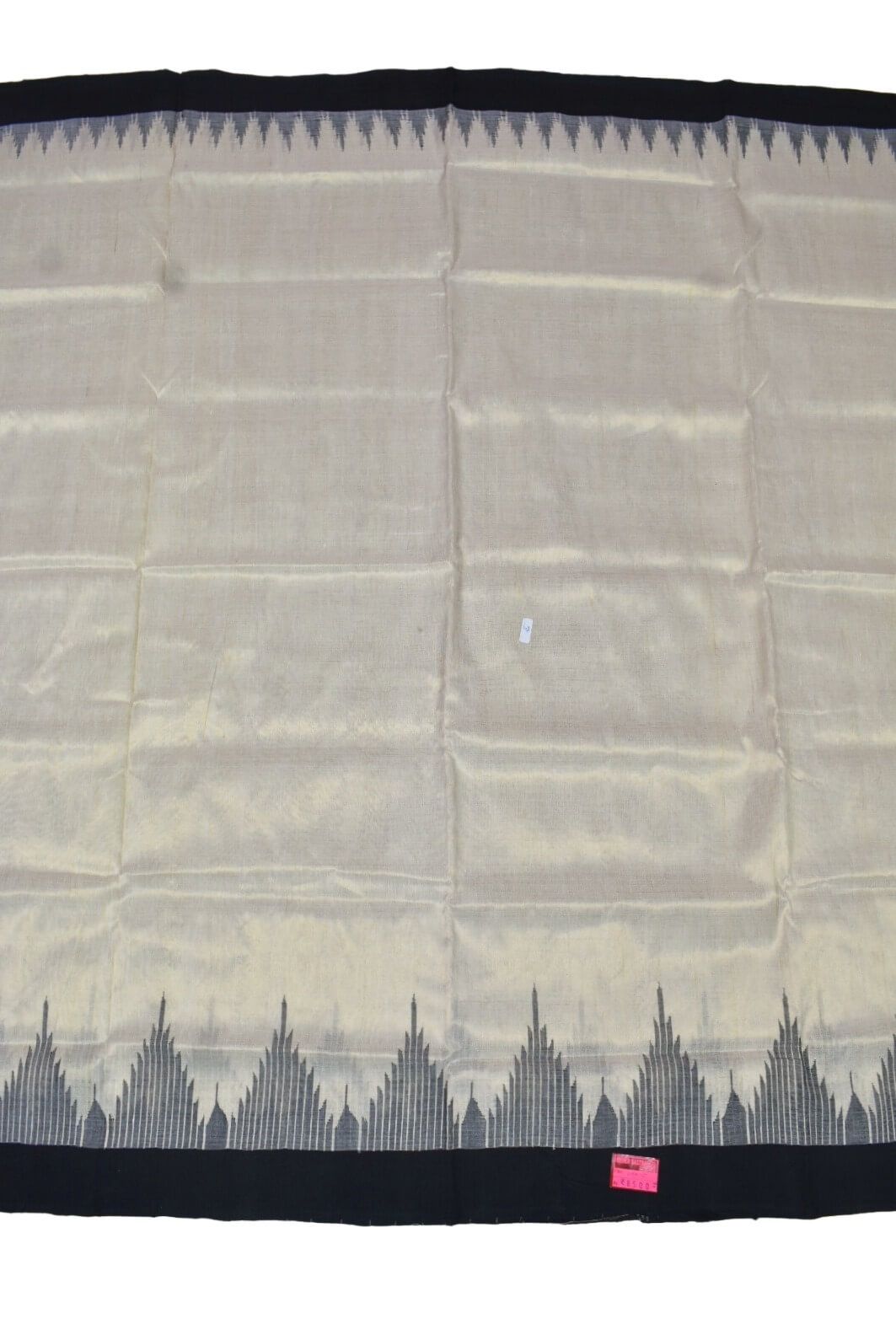 White Colour Sambalpuri Handloom Tissue/Cotton Mix Saree