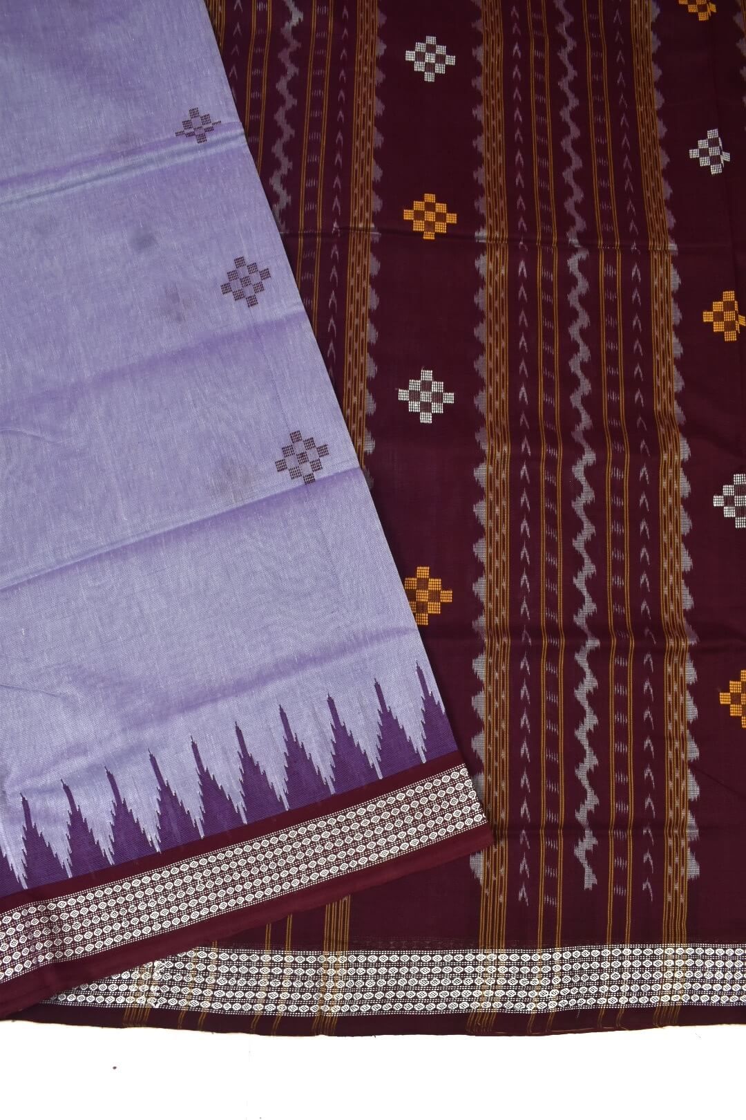 Lite Blue Colour Sambalpuri Handloom Cotton Bapta Saree - Image 3