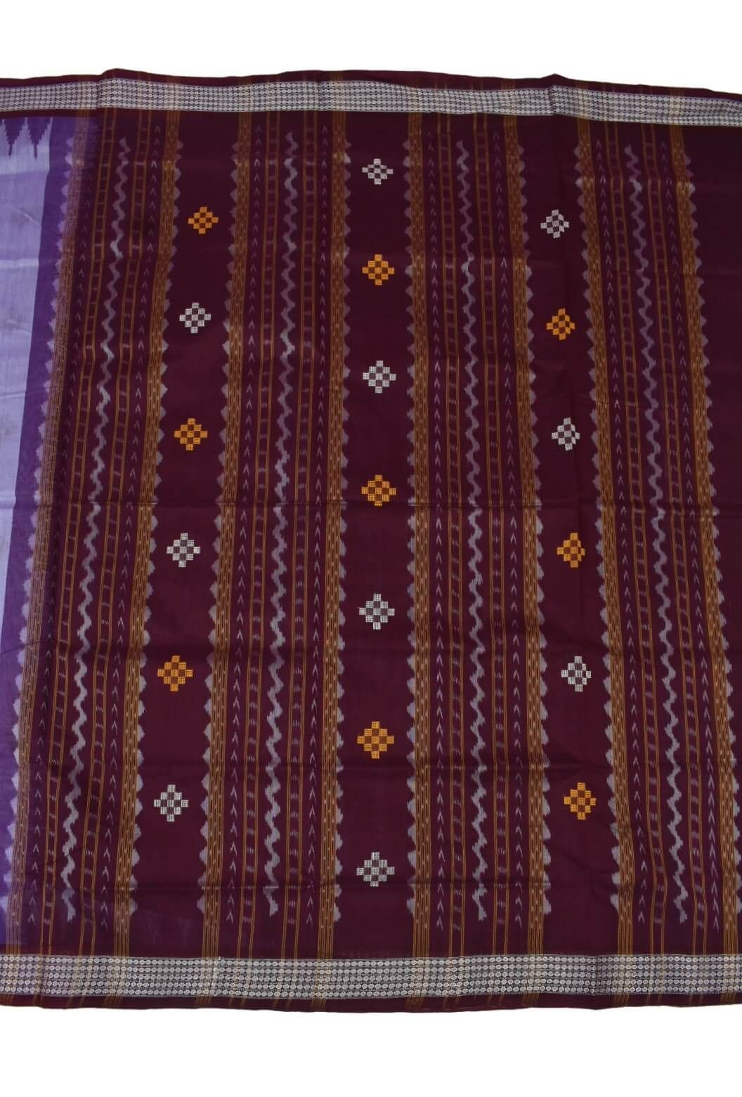 Lite Blue Colour Sambalpuri Handloom Cotton Bapta Saree - Image 2