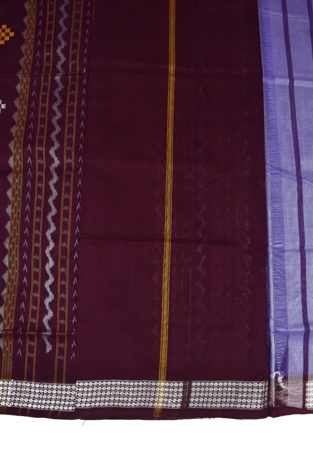 Lite Blue Colour Sambalpuri Handloom Cotton Bapta Saree - Image 5