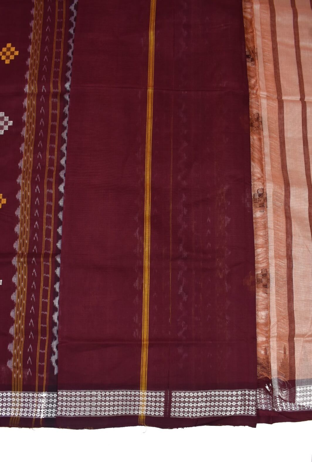 Orange Colour Sambalpuri Handloom Cotton Bapta Saree - Image 5