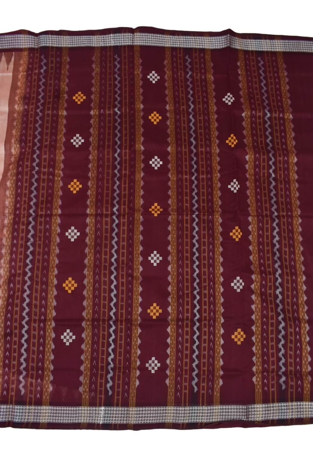 Orange Colour Sambalpuri Handloom Cotton Bapta Saree - Image 2