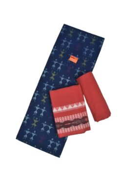 Blue Colour Sambalpuri Handloom Cotton Dress Material