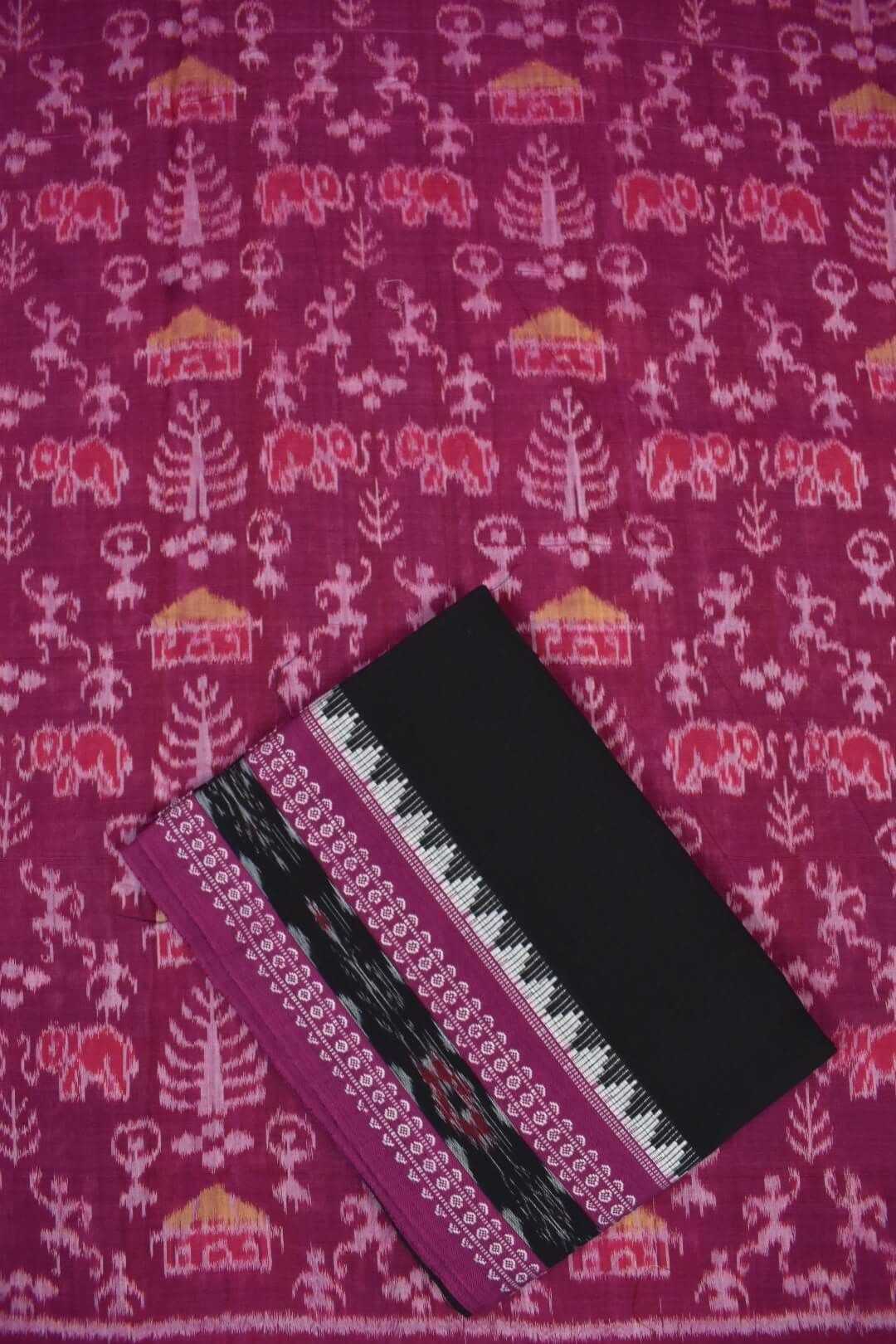 Pink Colour Sambalpuri Handloom Cotton Dress Material - Image 3