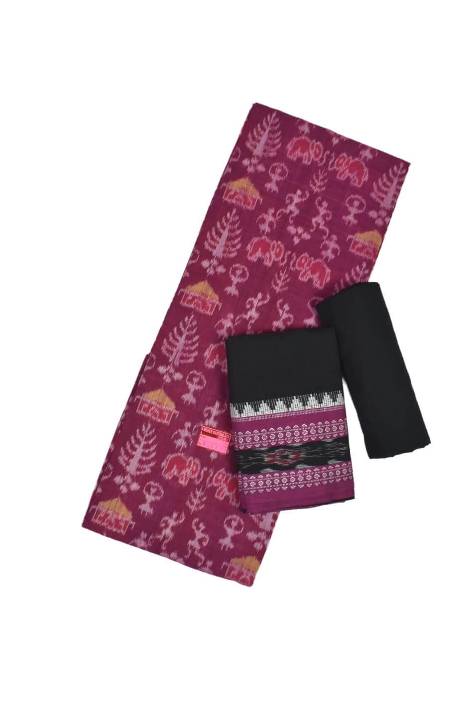Pink Colour Sambalpuri Handloom Cotton Dress Material