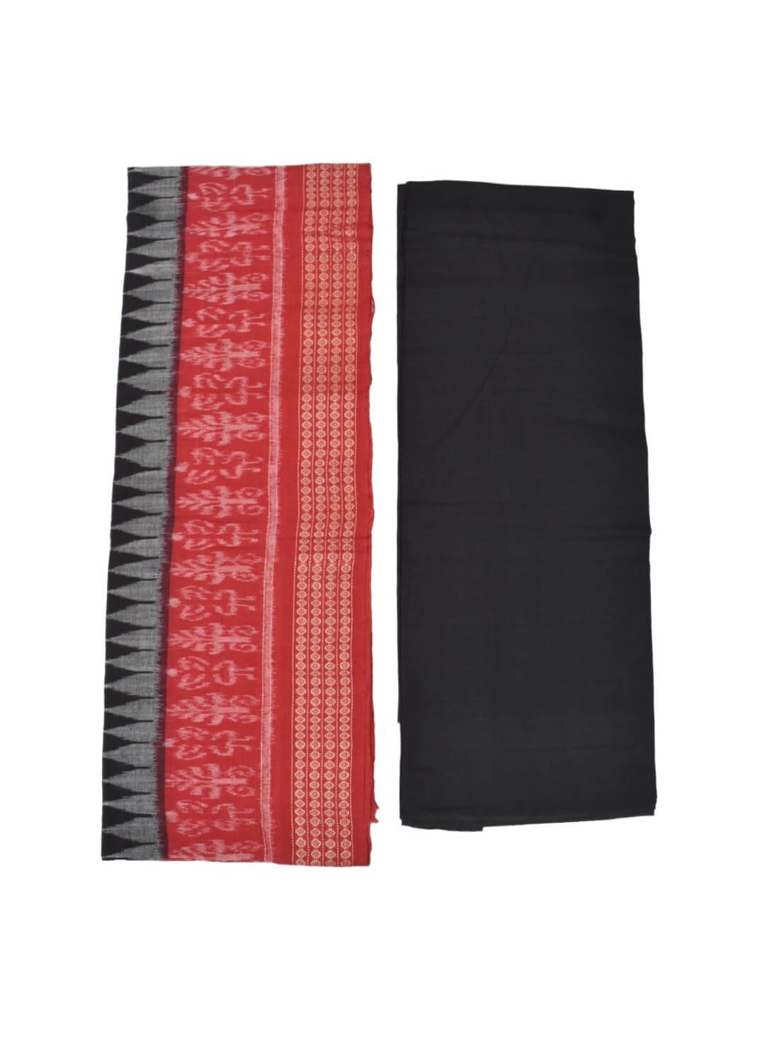 Black-Pitch Colour Sambalpuri Handloom Cotton Dress Material - Image 2