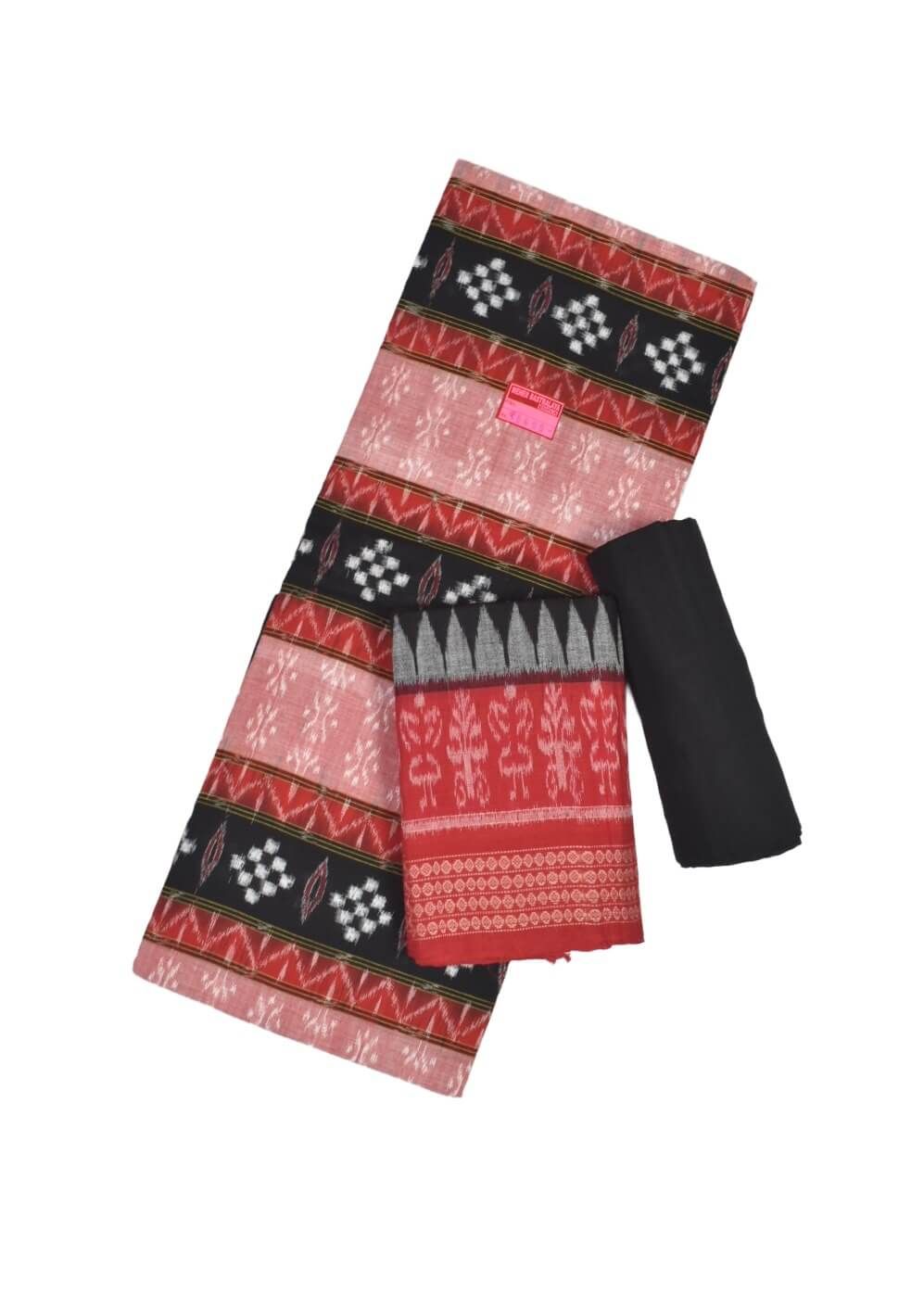 Black-Pitch Colour Sambalpuri Handloom Cotton Dress Material