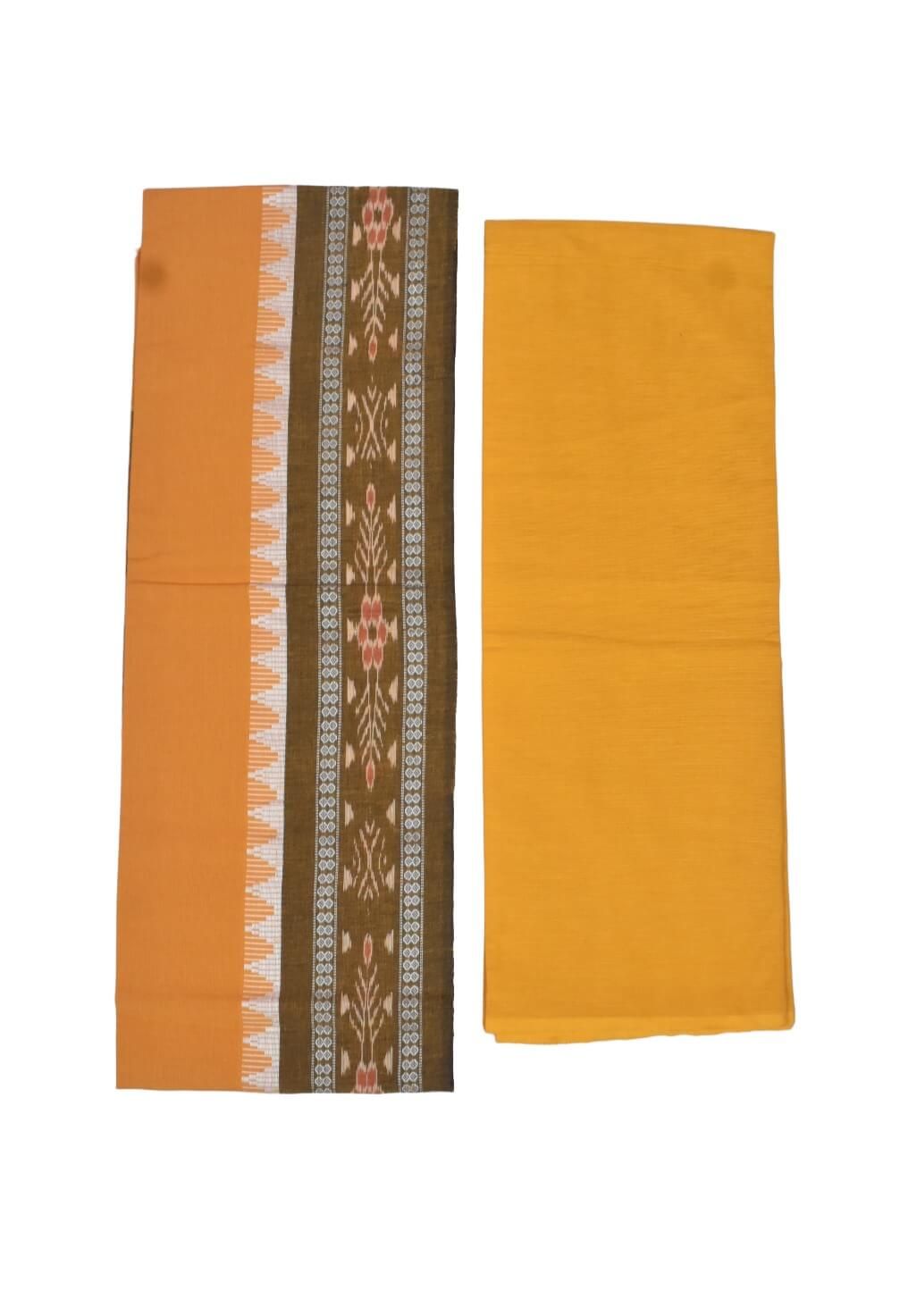 Green Colour Sambalpuri Handloom Cotton Dress Material - Image 2