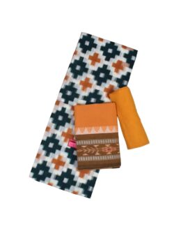 White Colour Sambalpuri Handloom Cotton Dress Material