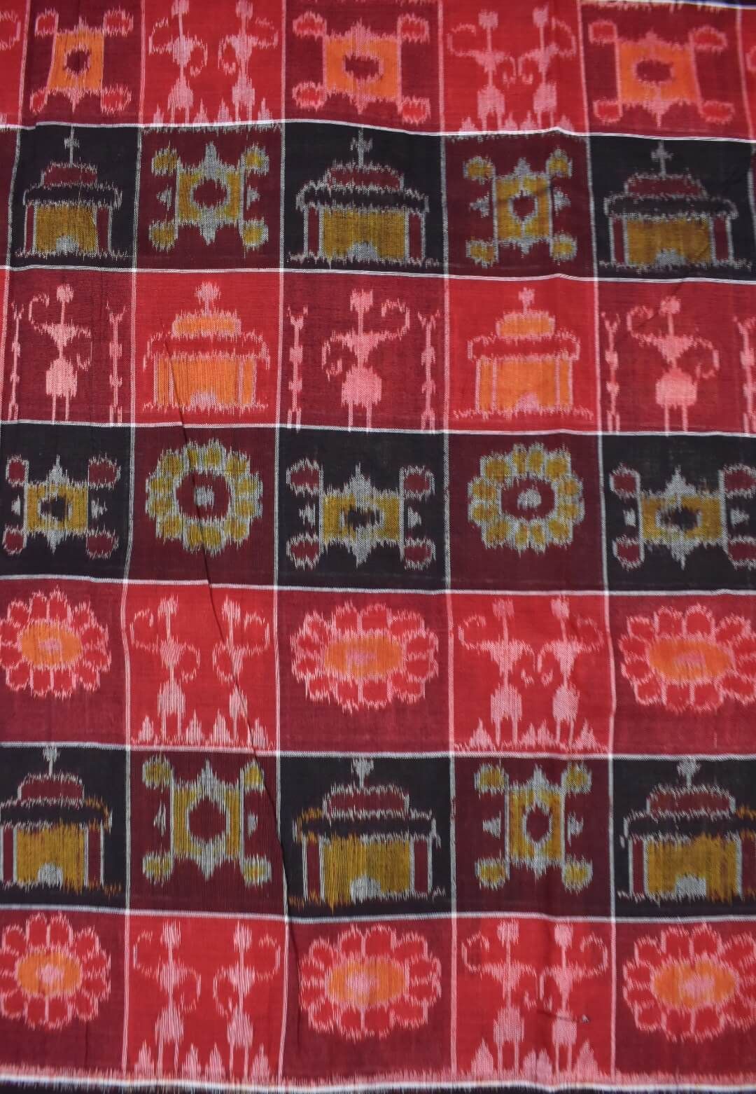 Red-Black Colour Sambalpuri Handloom Cotton Dress Material - Image 5