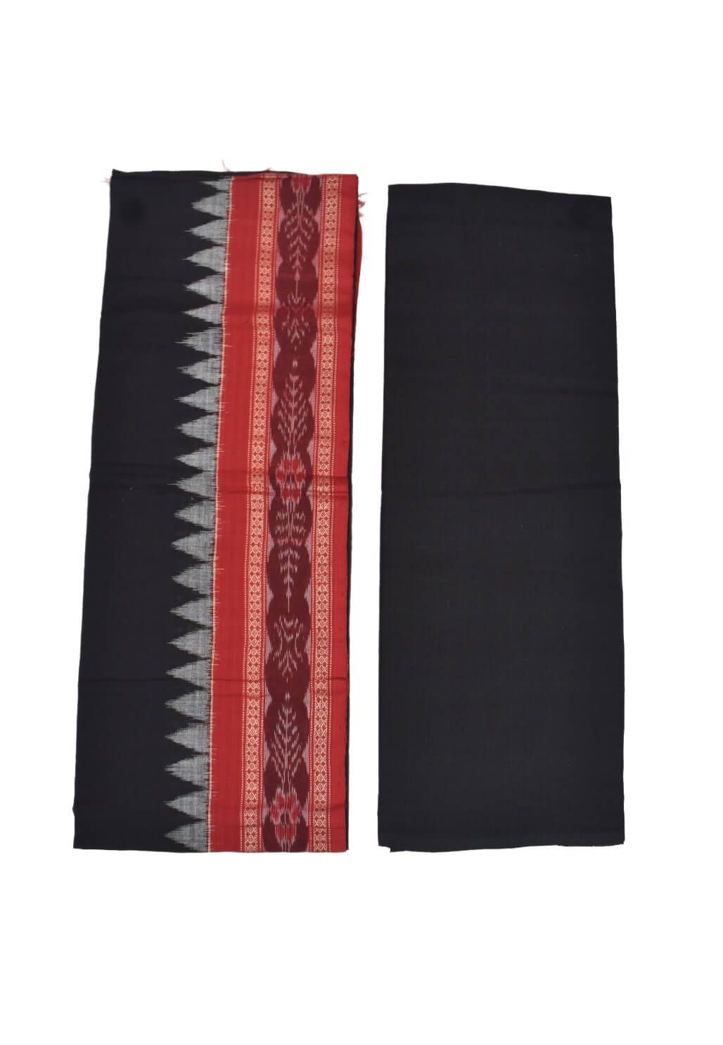 Red-Black Colour Sambalpuri Handloom Cotton Dress Material - Image 2