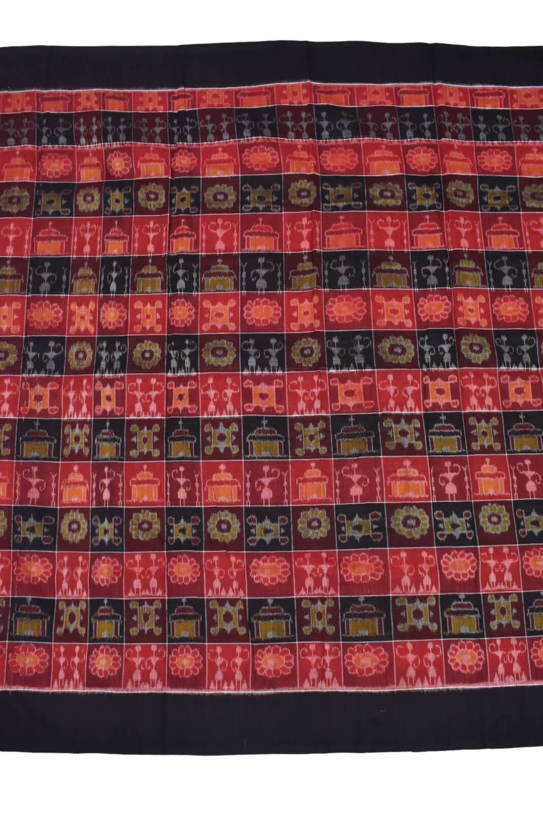 Red-Black Colour Sambalpuri Handloom Cotton Dress Material - Image 4