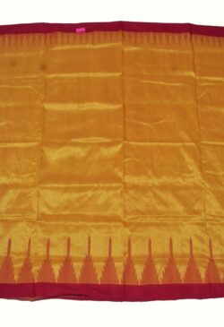 Golden Yellow Colour Sambalpuri Handloom Tissue/Cotton  Mix Saree