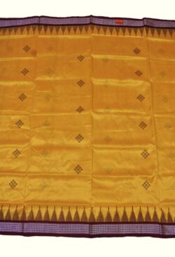 Yellow Colour Sambalpuri Handloom Tissue/Cotton  Mix Saree