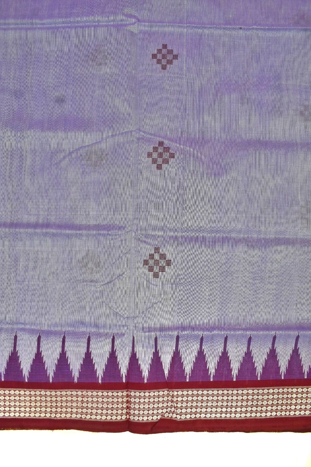 Lite Blue Colour Sambalpuri Handloom Cotton Bapta Saree - Image 4