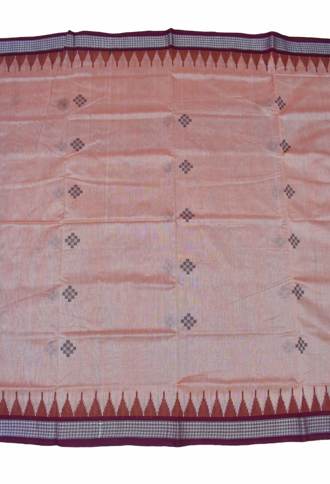 Orange Colour Sambalpuri Handloom Cotton Bapta Saree