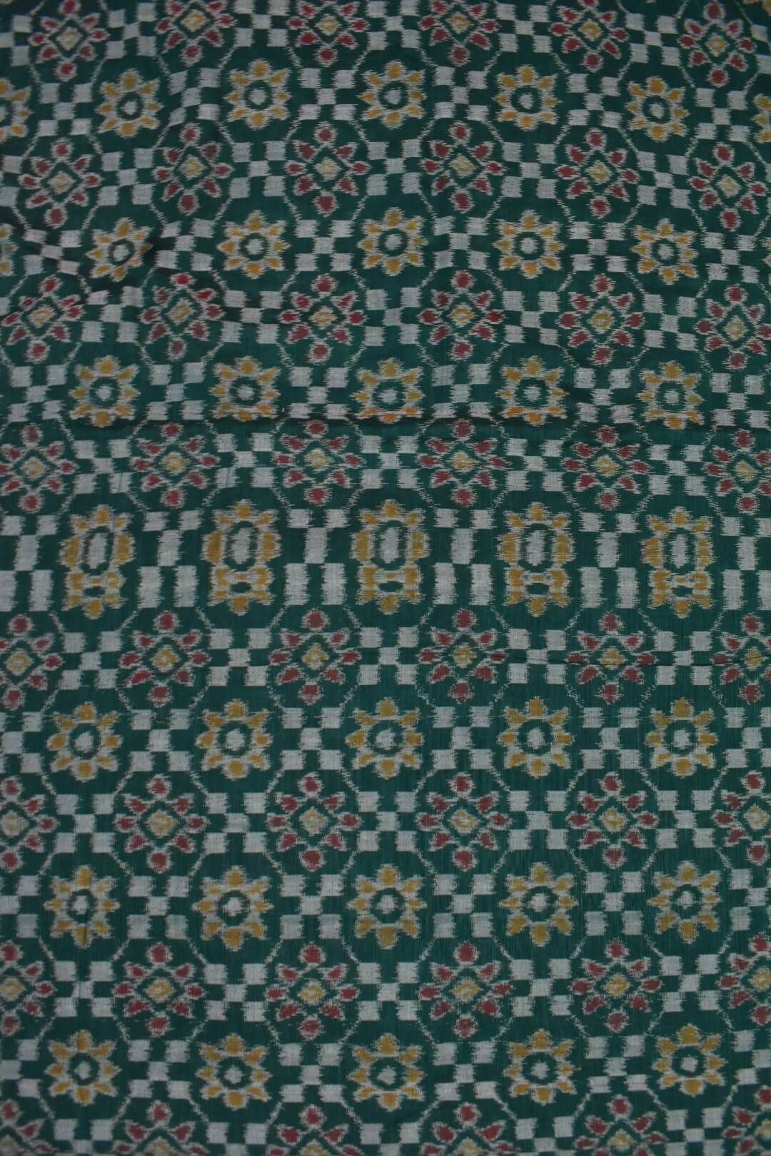Green Colour Sambalpuri Handloom Cotton Fabrics - Image 2