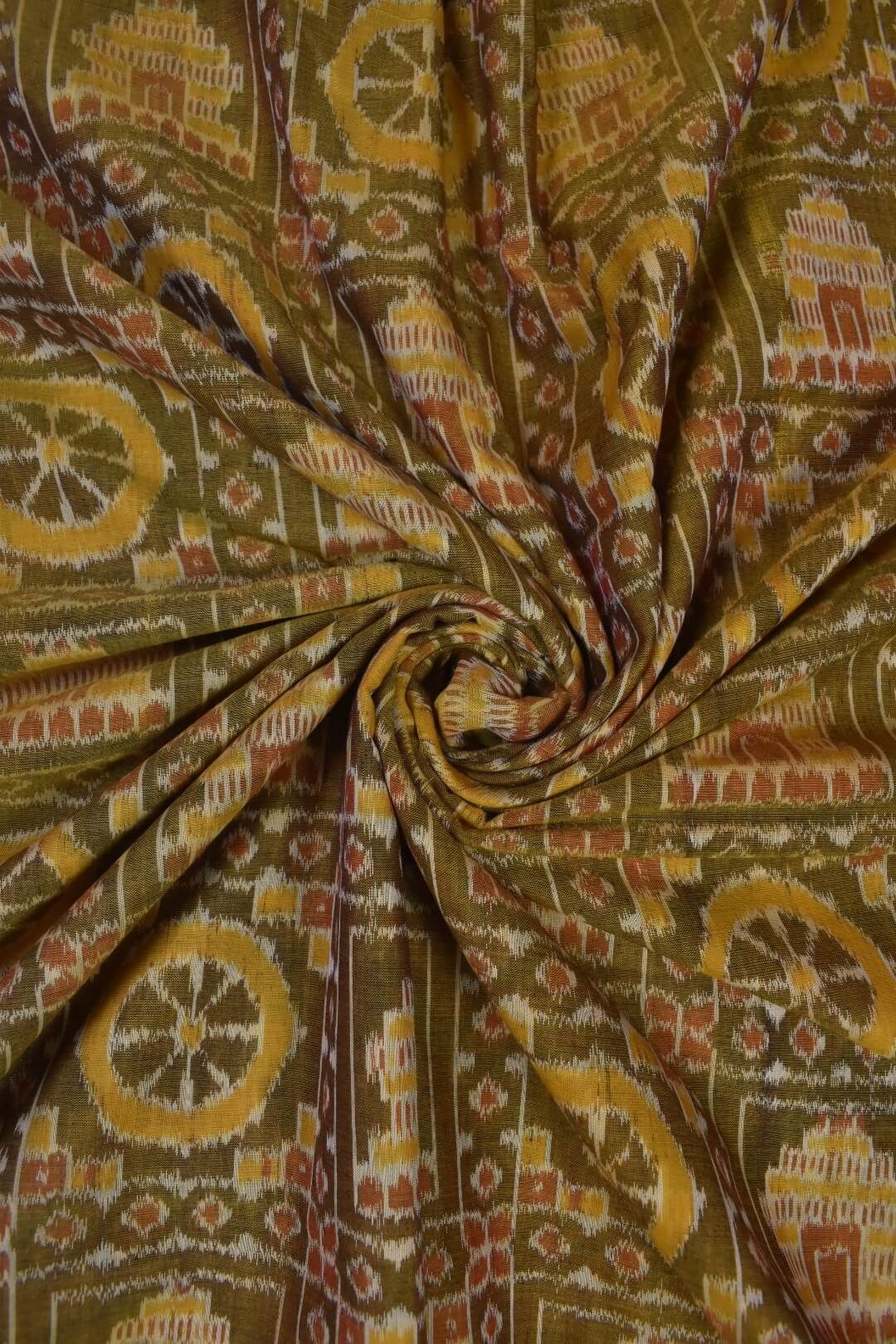 Yellow Colour Sambalpuri Handloom Cotton Fabrics