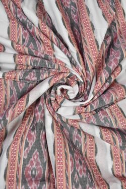 Pitch-White Colour Sambalpuri Handloom Cotton Fabric