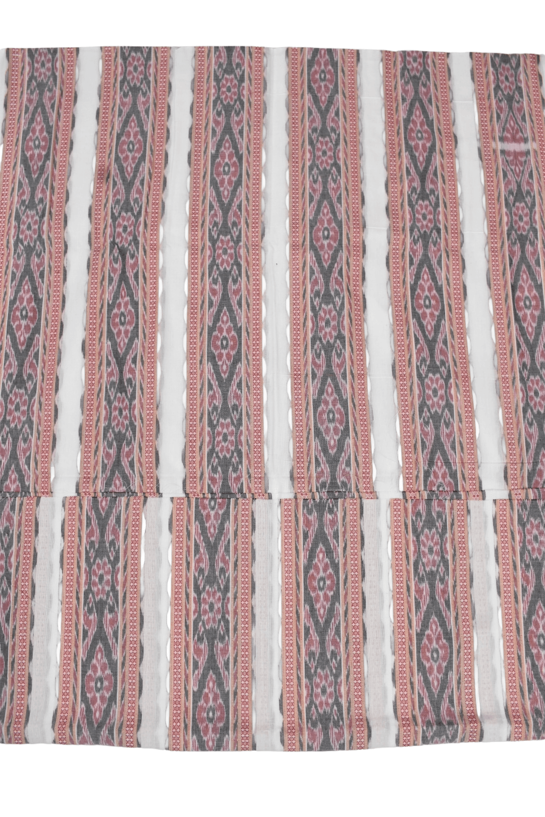 Pitch-White Colour Sambalpuri Handloom Cotton Fabric - Image 3