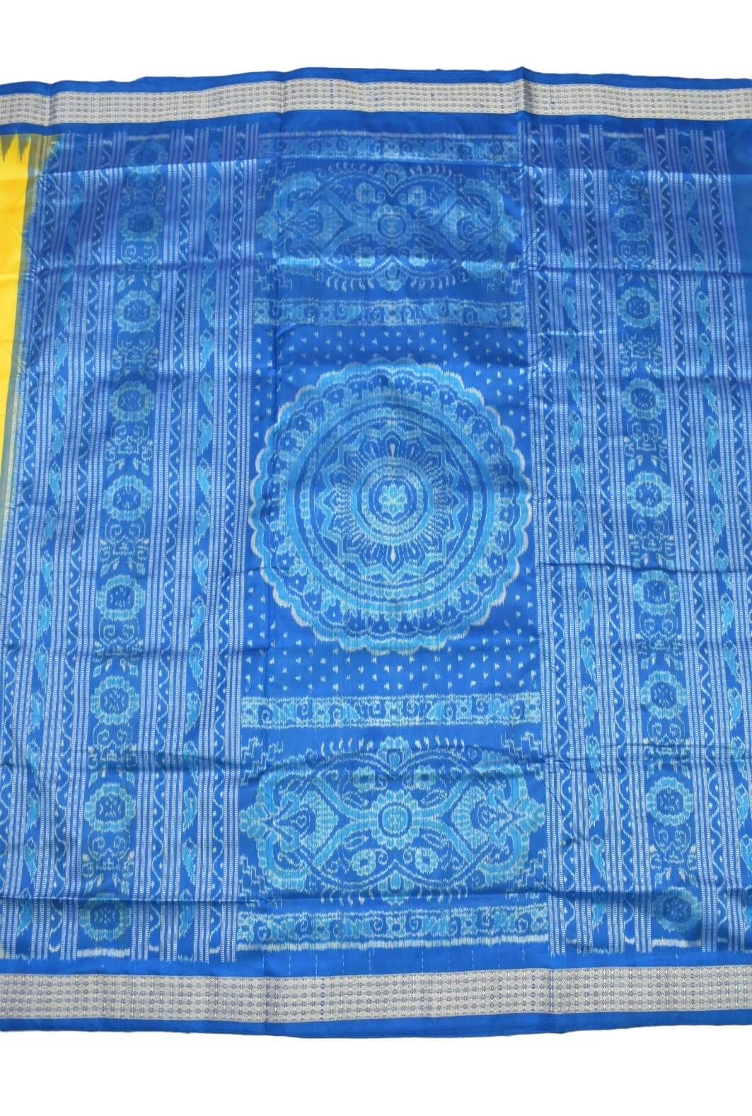 Lite Yellow Colour Sambalpuri Handloom Bandha Silk Saree - Image 2