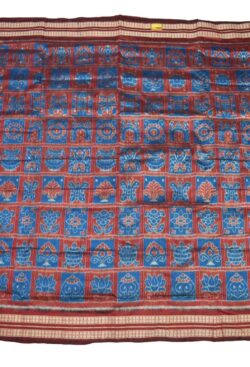 Red-Blue Colour Sambalpuri Handloom Bandha Silk Saree